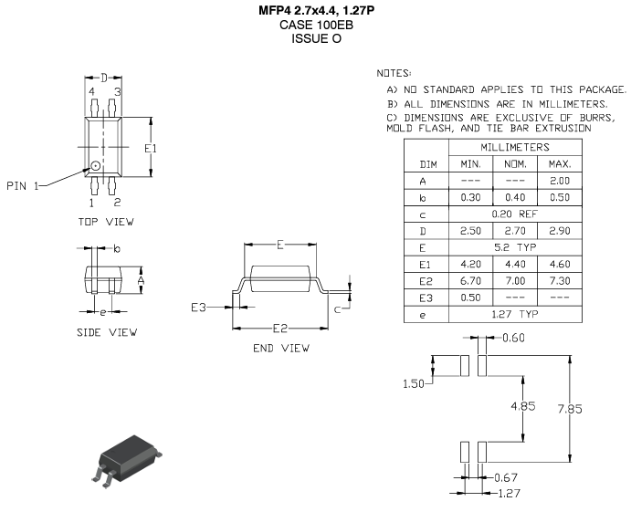 机械图纸 - onsemi FODM291直流检测输入光耦合器